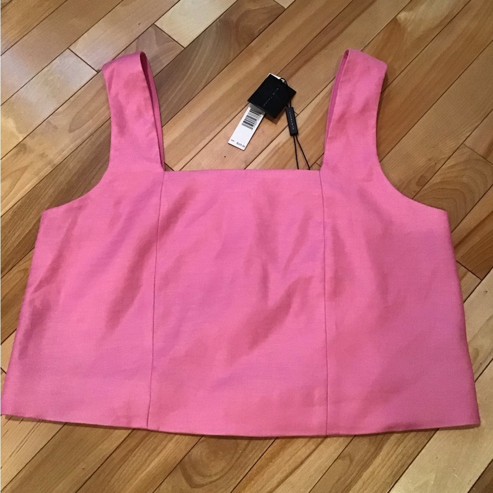 NWT Elie Tahari Women’s Pink Square-Neck Cropped Tank Top